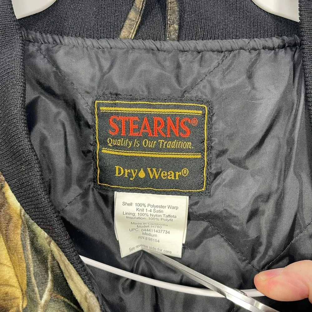Stearns Bomber Jacket Mens Medium Camo Realtree Hardwoods DryWear Quilted